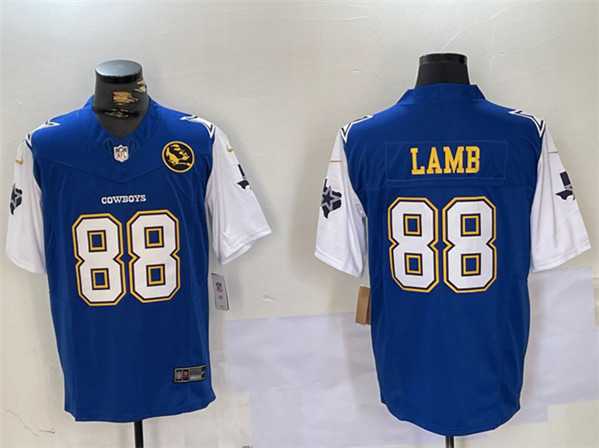 Mens Dallas Cowboys #88 CeeDee Lamb 2024 F.U.S.E. Navy Gold With Texas & John Madden Patch Football Stitched Jersey Dzhi